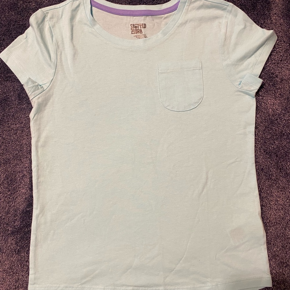 Light Blue Spotted Zebra Tee Girls L